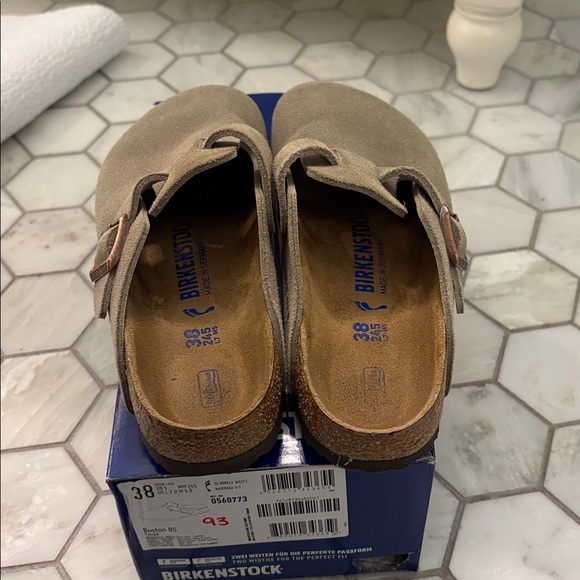 Birkenstock Women’s Boston Clog Soft Footbed Taupe Size 38 US 7 - Picture 3 of 6